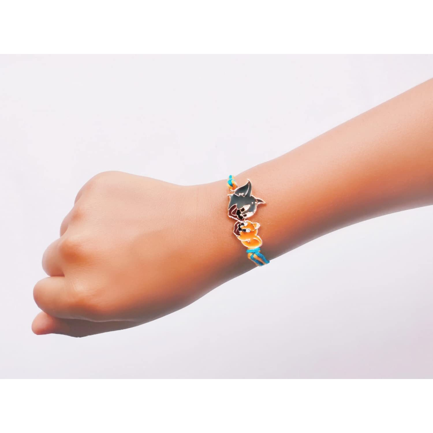 Mahi Rose Gold Plated Cartoon Rakhi for Kids with Meena Work Enameled (RA1100662Z)