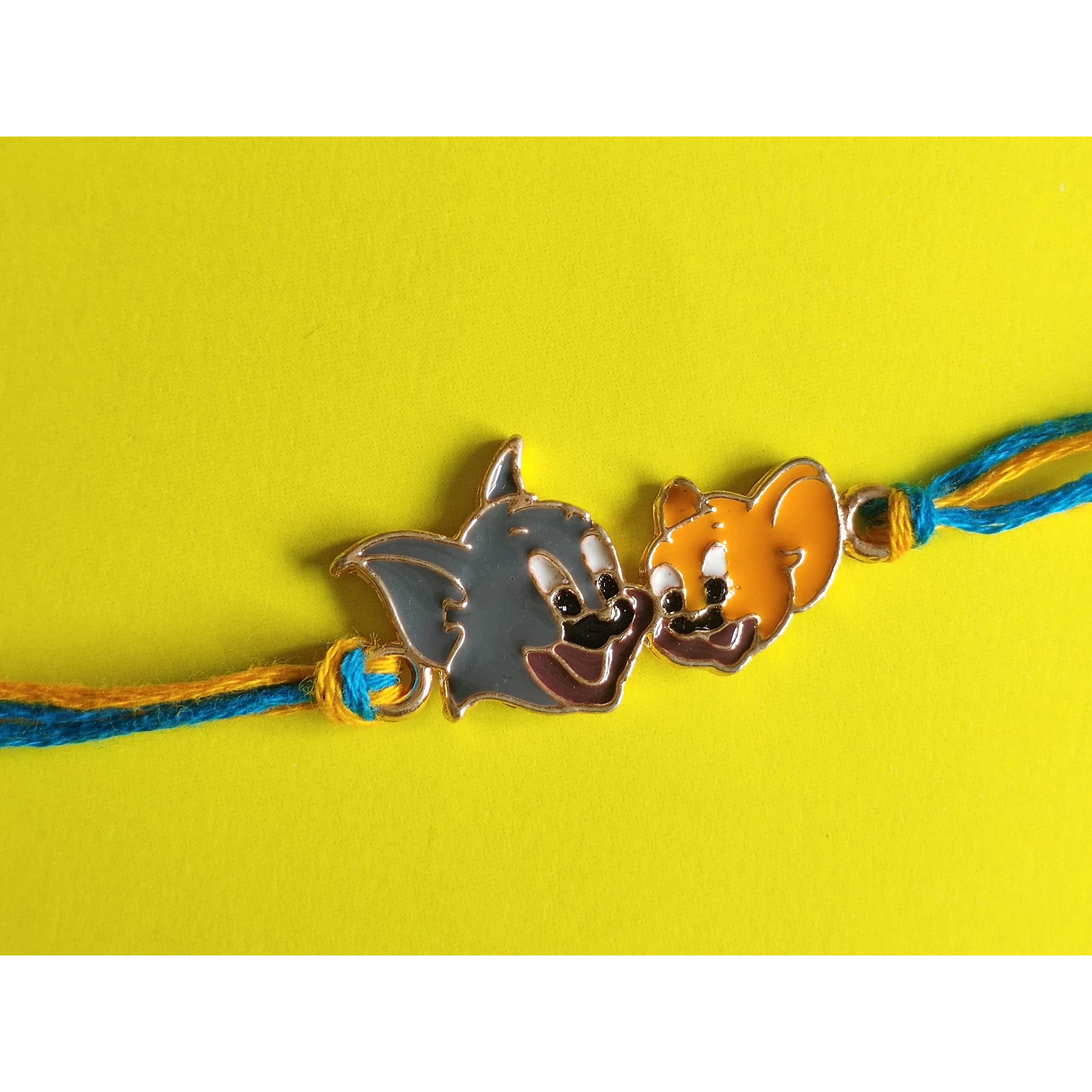 Mahi Rose Gold Plated Cartoon Rakhi for Kids with Meena Work Enameled (RA1100662Z)