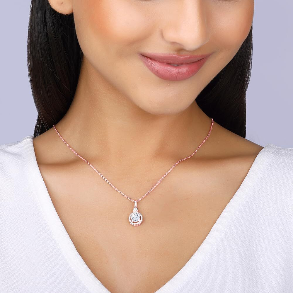 GIVA 925 Silver Rose Gold Drizzle Drop Pendant With Link Chain|Rakhi Rakshabandhan Gift For Sister Bhabhi,Gifts For Women & Girls|With Certificate Of Authenticity And 925 Stamp|6 Months Warranty*
