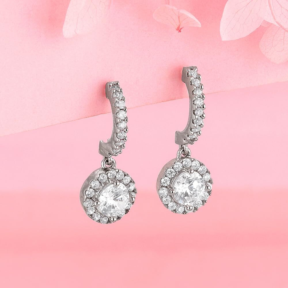 GIVA 925 Silver Zircon Drizzle Drop Earrings|Rakhi Rakshabandhan Gift For Sister Bhabhi, Women&Girls,Pendant To Gift Women&Girls|With Certificate Of Authenticity And 925 Stamp|6 Month Warranty*