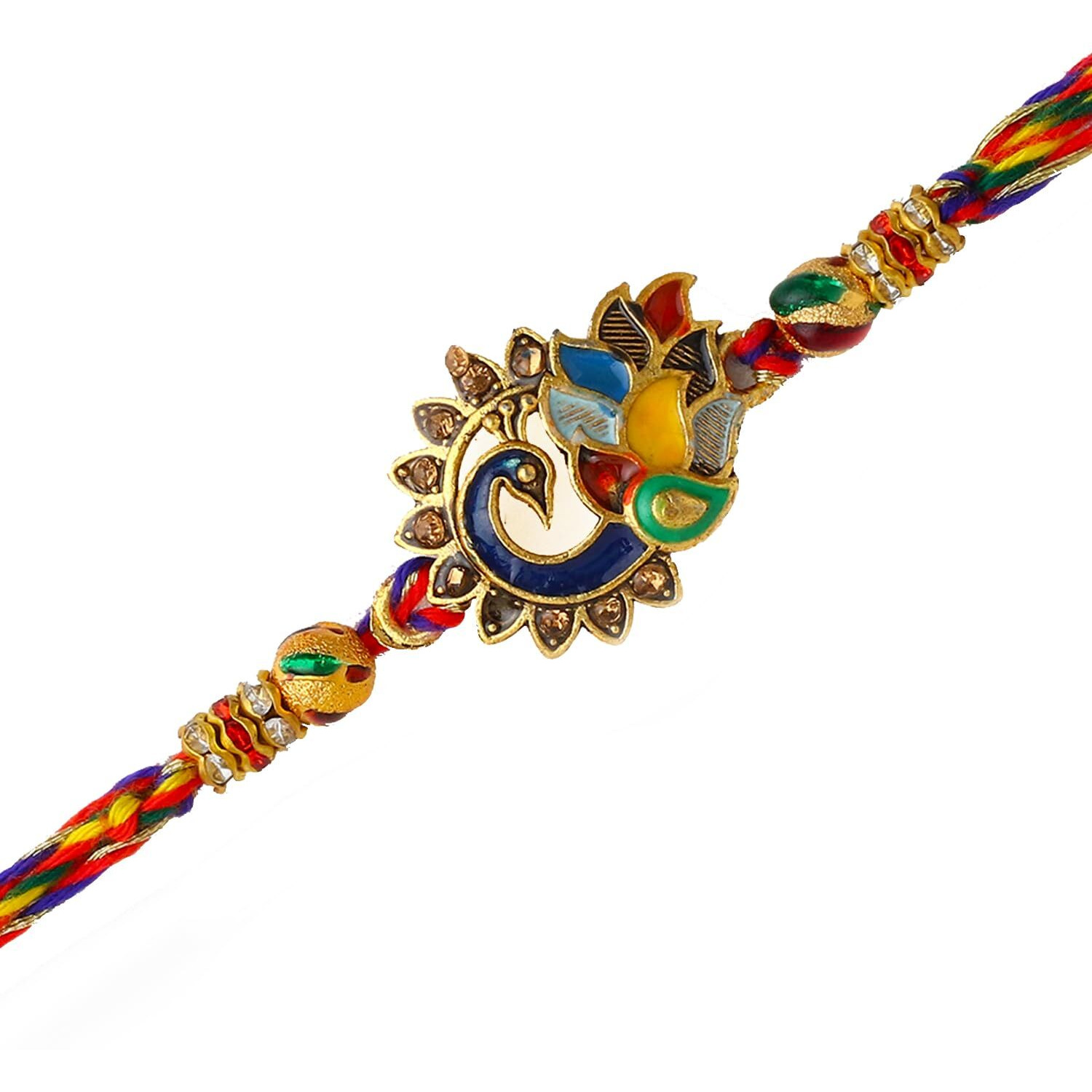 The Purple Tree Unisex Meenakari Peacock Rakhi Combo For Brother With Greeting Card And Roli Chawal (1 Rakhi), Rakhi For Bhai, Rakshabandhan Gift Combo, Best Gift, Rakhi For Brother