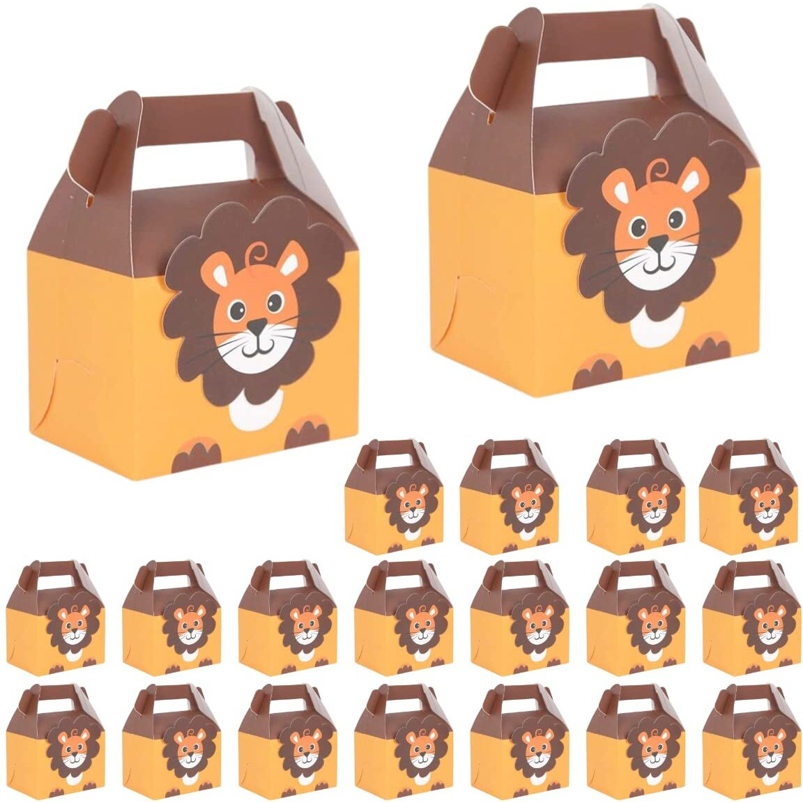 SATYAM KRAFT 20 Pcs Lion Printed Decorative Folding Storage Box for Return Gift, Rakshabandhan, Birthday, Return Gift, Rakhi box, Brother-sister Gift, Cardboard Boxes Perfect for Packing Chocolate, Dry Fruits and Invitations in Gifting