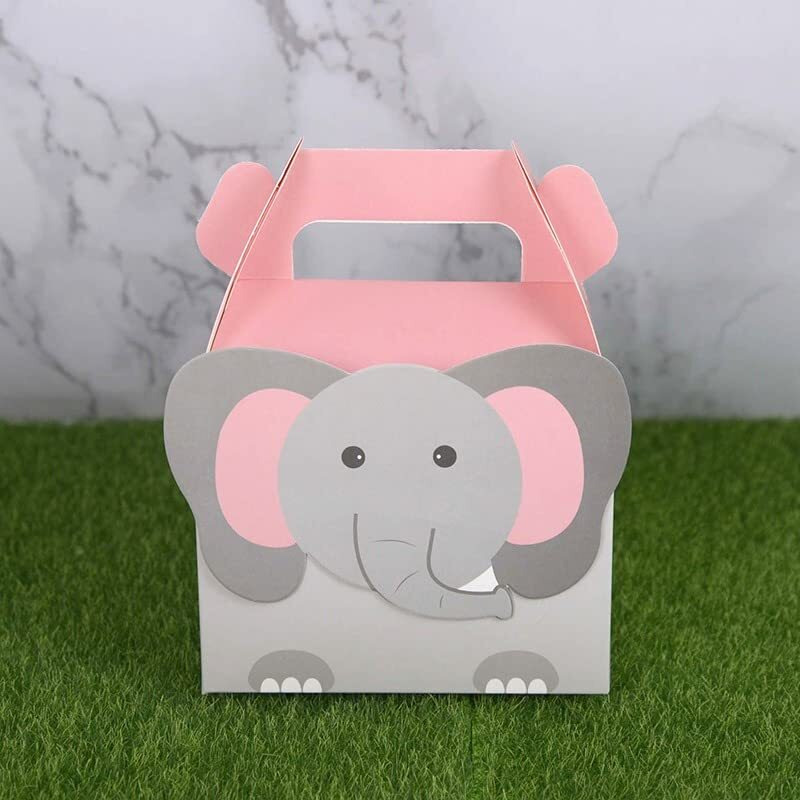 SATYAM KRAFT 20 Pcs Gift Boxes Elephant Printed Decorative Folding Storage Box for Return Gift, Rakshabandhan, Birthday, Rakhi box, Brother-sister Gift- Cardboard Boxes(pack of 20)(Grey and Pink)