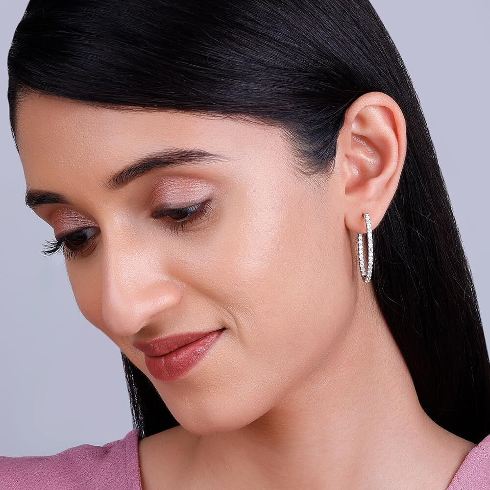 GIVA 925 Silver Enchanted Radiance Hoops| Rakhi Rakshabandhan Gift for Sister Bhabhi, Gifts for Women & Girls | With Certificate of Authenticity and 925 Stamp | 6 Months Warranty