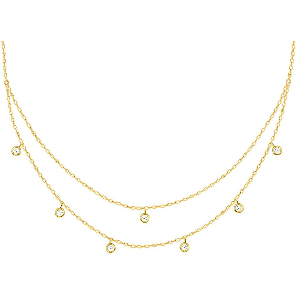 GIVA 925 Silver Golden Dual Layer Zircon Necklace|Gifts For Girlfriend,Rakhi Rakshabandhan Gift For Sister Bhabhi,Gifts For Women&Girls|With Certificate Of Authenticity And 925 Stamp|6 Month Warranty