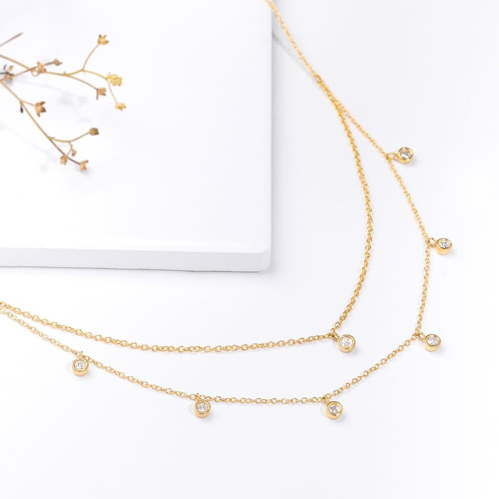 GIVA 925 Silver Golden Dual Layer Zircon Necklace|Gifts For Girlfriend,Rakhi Rakshabandhan Gift For Sister Bhabhi,Gifts For Women&Girls|With Certificate Of Authenticity And 925 Stamp|6 Month Warranty
