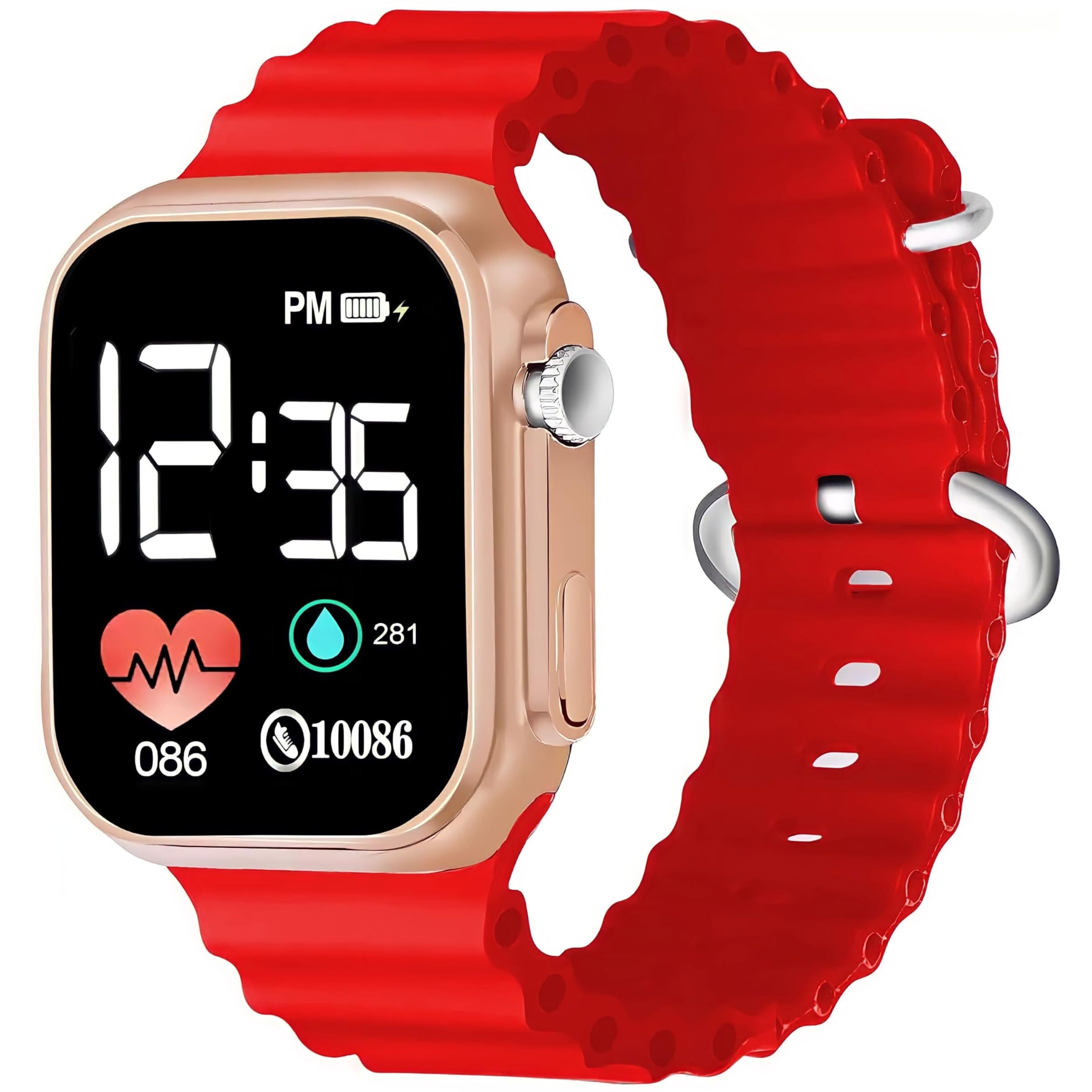 ZOVUTA Digital Dial Waterproof Smart Design LED Display Kids Watch for Boys & Girls, Men and Women, Birthday Gift, Rakhi Gift (Age 4-15 Years) (Ultra Red) - Pack of 1
