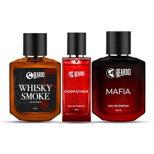 Beardo Whiskey Smoke, Godfather & Mafia Perfume For Men Edp 50Ml X 3 | Strong & Long Lasting Fresh Scent Fragrance |Aromatic, Spicy, Woody Eau De Parfum | Rakhi Gift For Brother | Gift For Friends