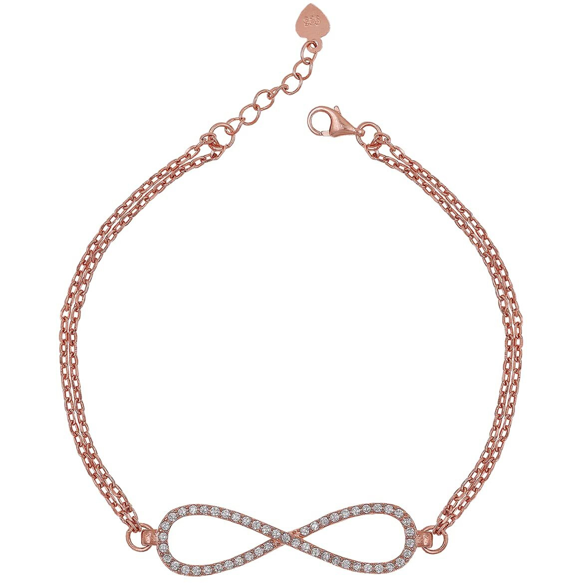 GIVA 925 Silver Rose Gold Infinity Bracelet, Adjustable Rakhi Rakshabandhan Gift for Sister Bhabhi, Gifts for Women & Girls| With Certificate of Authenticity and 925 Stamp | 6 Month Warranty*