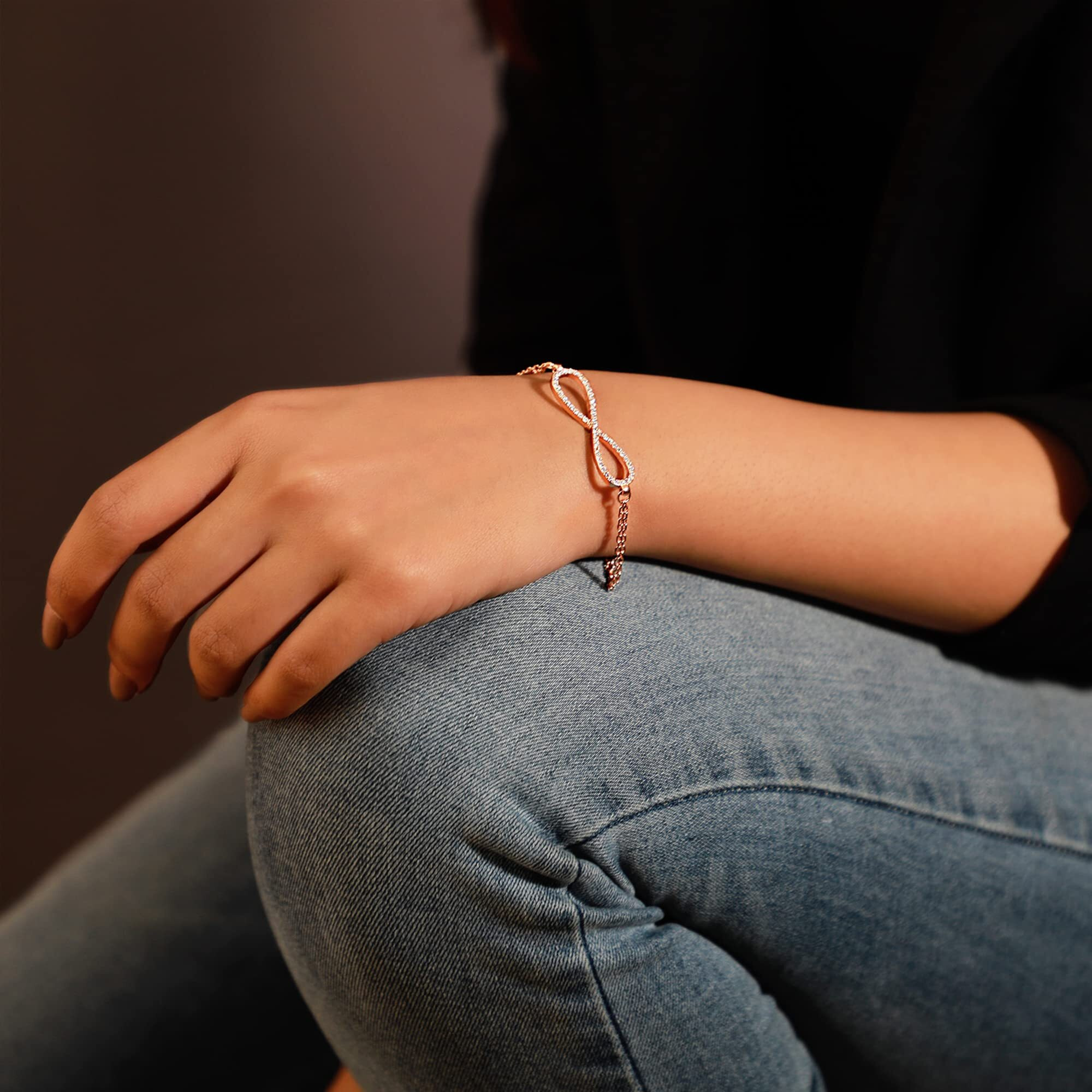 GIVA 925 Silver Rose Gold Infinity Bracelet, Adjustable Rakhi Rakshabandhan Gift for Sister Bhabhi, Gifts for Women & Girls| With Certificate of Authenticity and 925 Stamp | 6 Month Warranty*