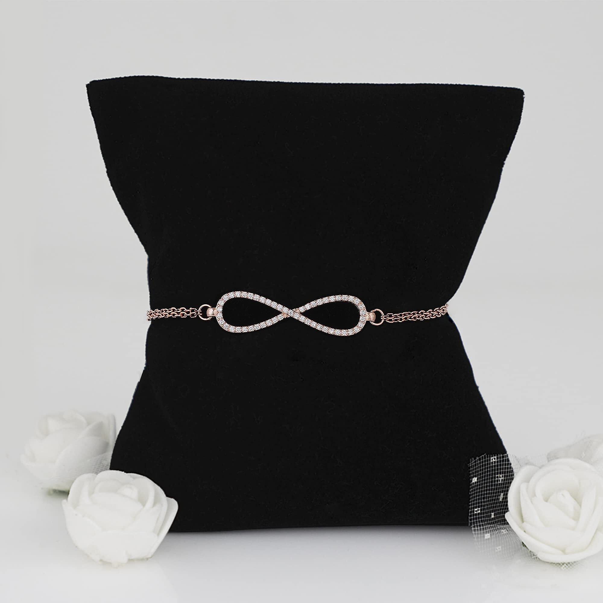 GIVA 925 Silver Rose Gold Infinity Bracelet, Adjustable Rakhi Rakshabandhan Gift for Sister Bhabhi, Gifts for Women & Girls| With Certificate of Authenticity and 925 Stamp | 6 Month Warranty*