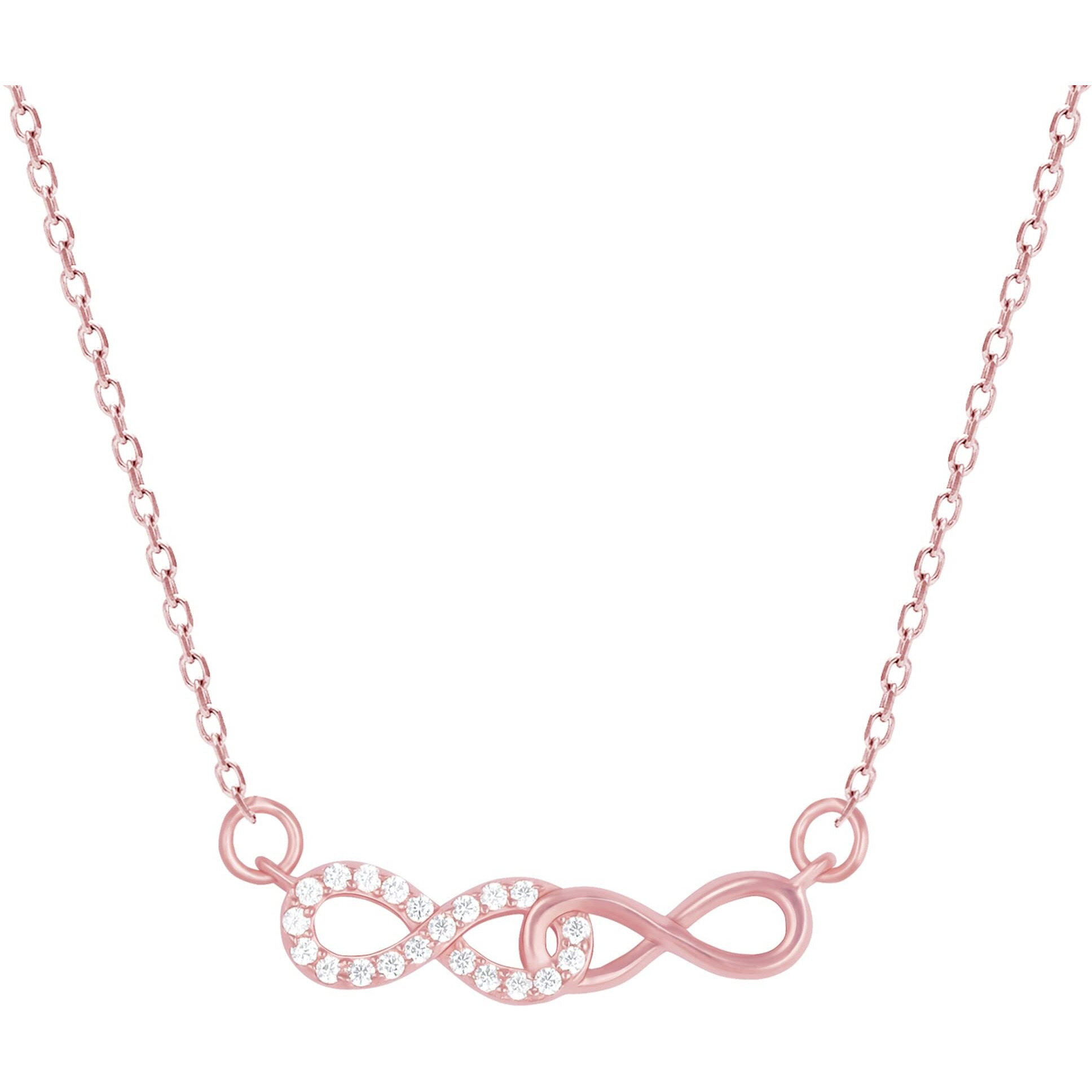 GIVA 925 Silver Rosegold Double Infinity Love Necklace|Rakhi Rakshabandhan Gift For Sister Bhabhi,Women&Girls,Pendant To Gift|With Certificate Of Authenticity And 925 Stamp|6 Month Warranty