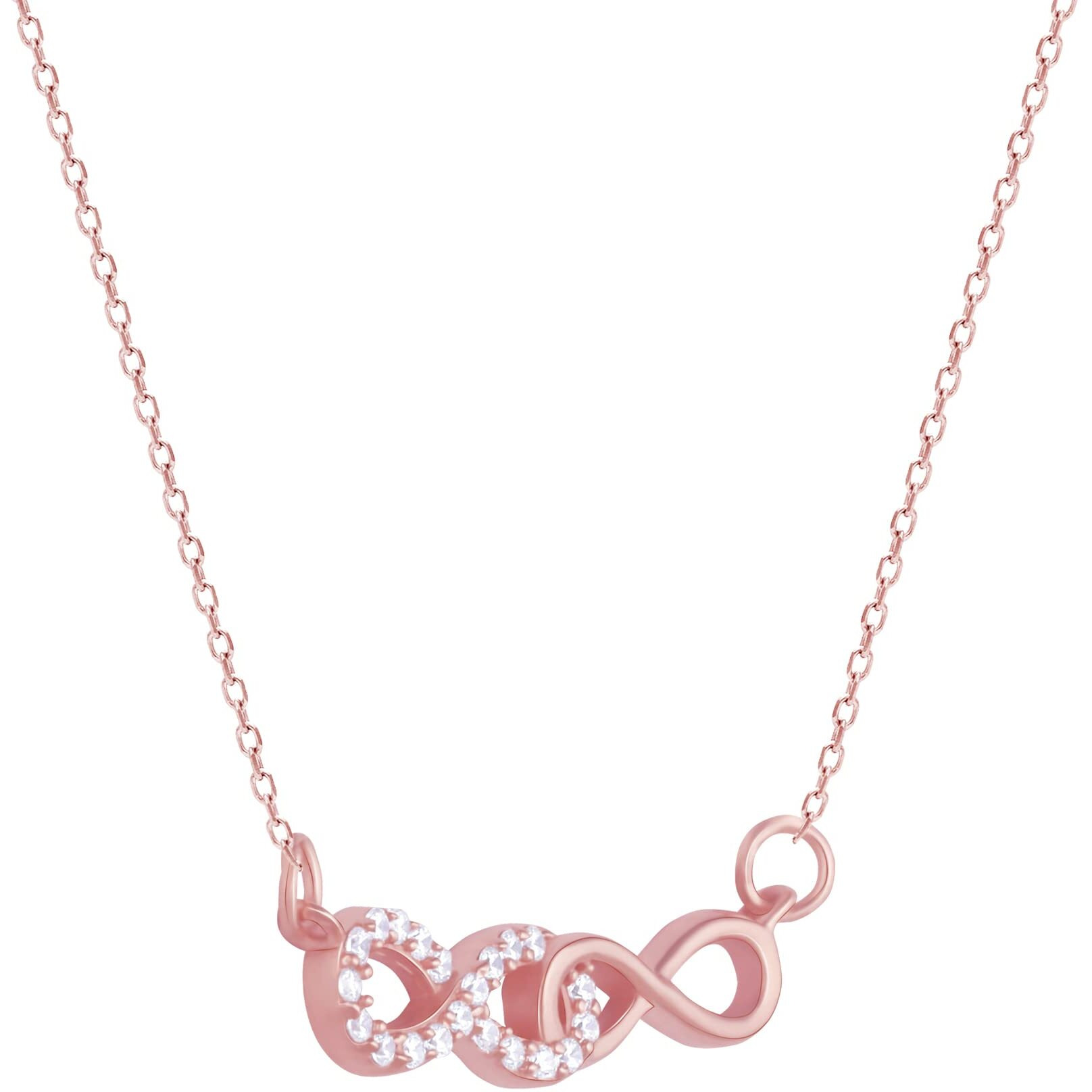 GIVA 925 Silver Rosegold Double Infinity Love Necklace|Rakhi Rakshabandhan Gift For Sister Bhabhi,Women&Girls,Pendant To Gift|With Certificate Of Authenticity And 925 Stamp|6 Month Warranty