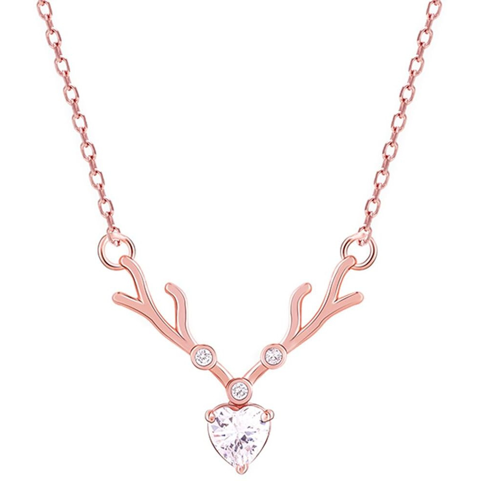 GIVA 925 Silver Rose Gold Deer Heart Necklace|Rakhi Rakshabandhan Gift For Sister Bhabhi,Women&Girls,Pendant To Gift Women&Girls|With Certificate Of Authenticity And 925 Stamp|6 Months Warranty
