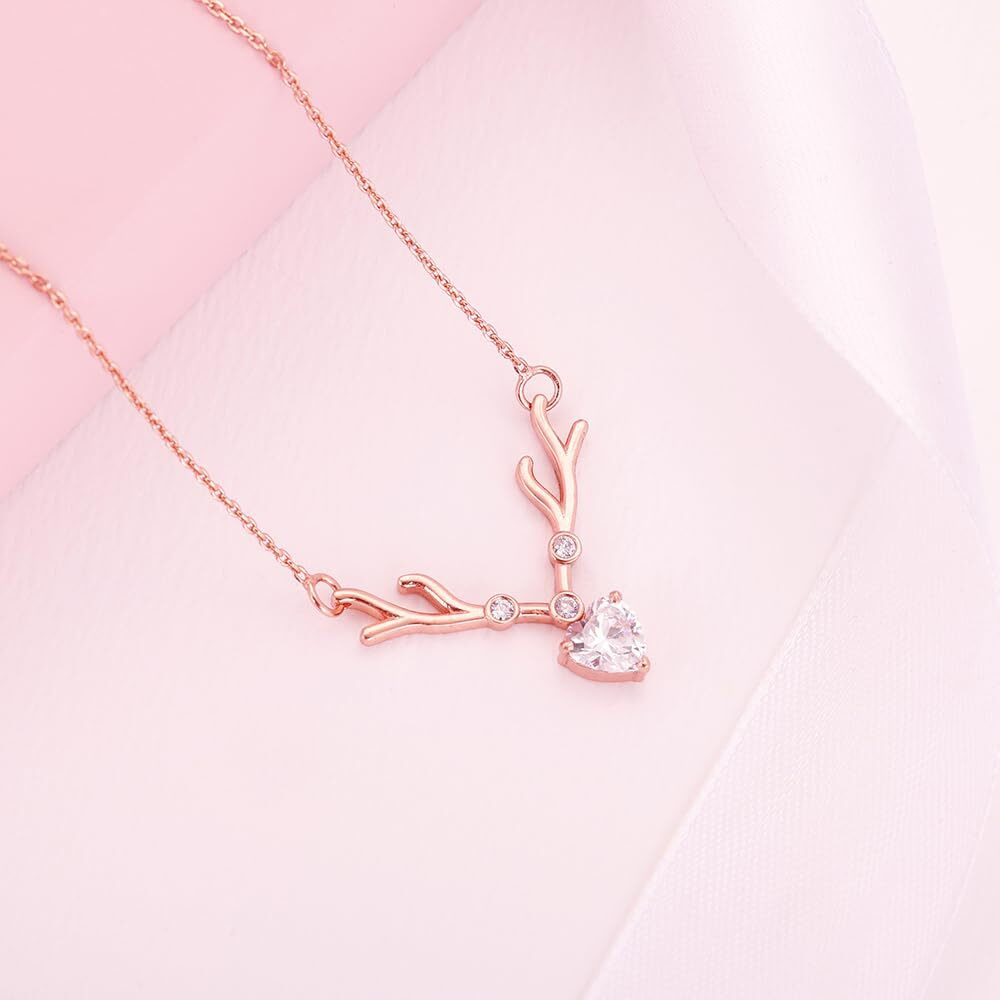 GIVA 925 Silver Rose Gold Deer Heart Necklace|Rakhi Rakshabandhan Gift For Sister Bhabhi,Women&Girls,Pendant To Gift Women&Girls|With Certificate Of Authenticity And 925 Stamp|6 Months Warranty