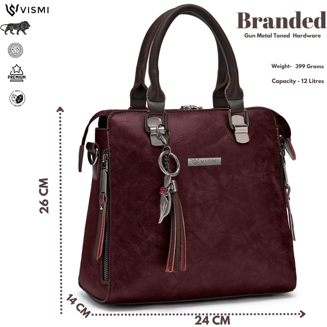 VISMIINTREND Wine Leather Sling Satchel Handbag for Women & Girls| Casual Shoulder Bags for Travel, Office, College | Side Purse for Birthday, Anniversary Gift for Wife/Mother & Rakhi Gifts for Sister