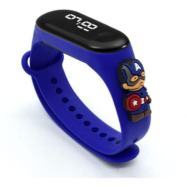 ZOVUTA Digital Dial Waterproof Stylish and Fashionable Wearable Smart Wrist Watch/LED Band for Kids/Rakhi/Colorful 3D Cartoon Character for Boys and Girls Combo (Blue & Pink)