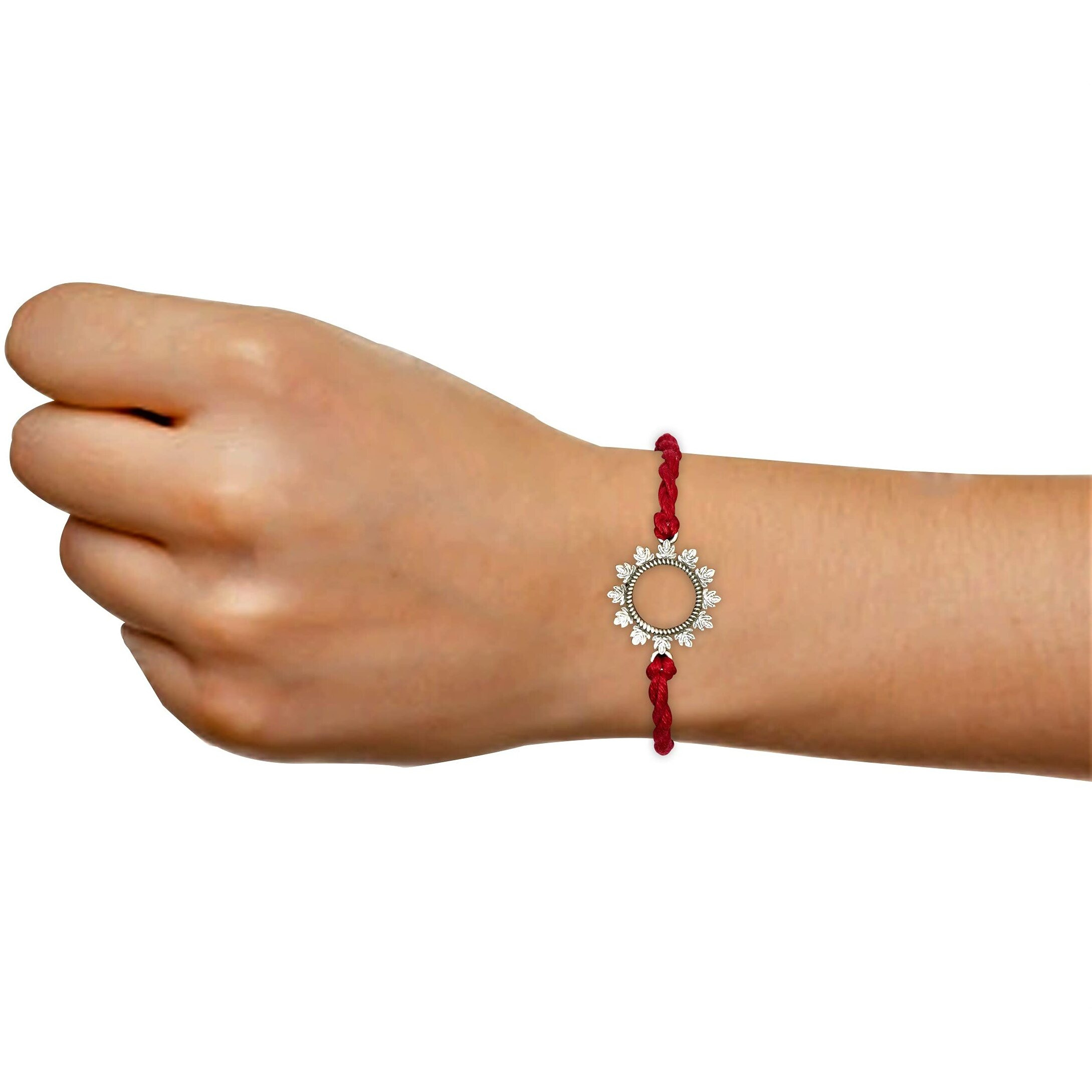 Meenakari 925 Pure Sterling Silver Bhaiya Bhabhi Rakhi Combo Gift Set For Men and Women