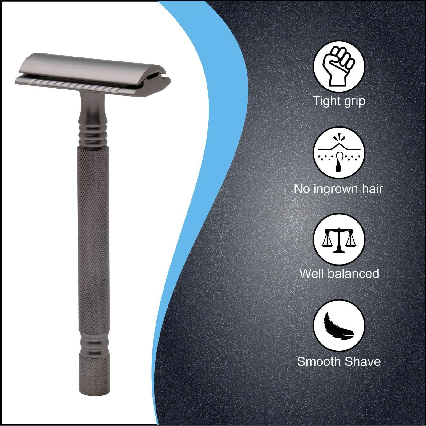 Pearl Shaving Double Edge Safety Razor (Graphite Black) - Best Shaving Razors for Men | Classic & Traditional shaving Kit for Men | Premium blade razors for Rakhi Gift Option