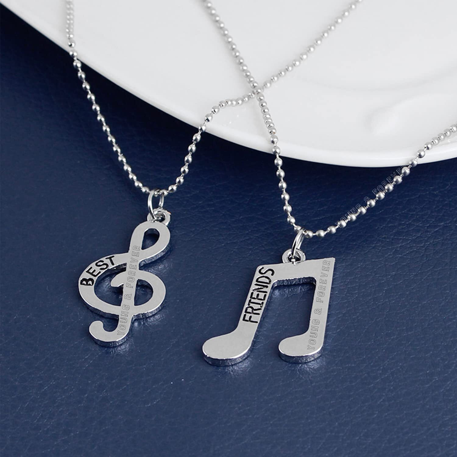 Young & Forever Gift Rakhi Gift Friendship Day Gifts Special Bff Necklace For 2 Best Friend Necklace For Women Couple Gift For 2 Matching Heart Best Friends Forever Music & Notes Pendant For Women
