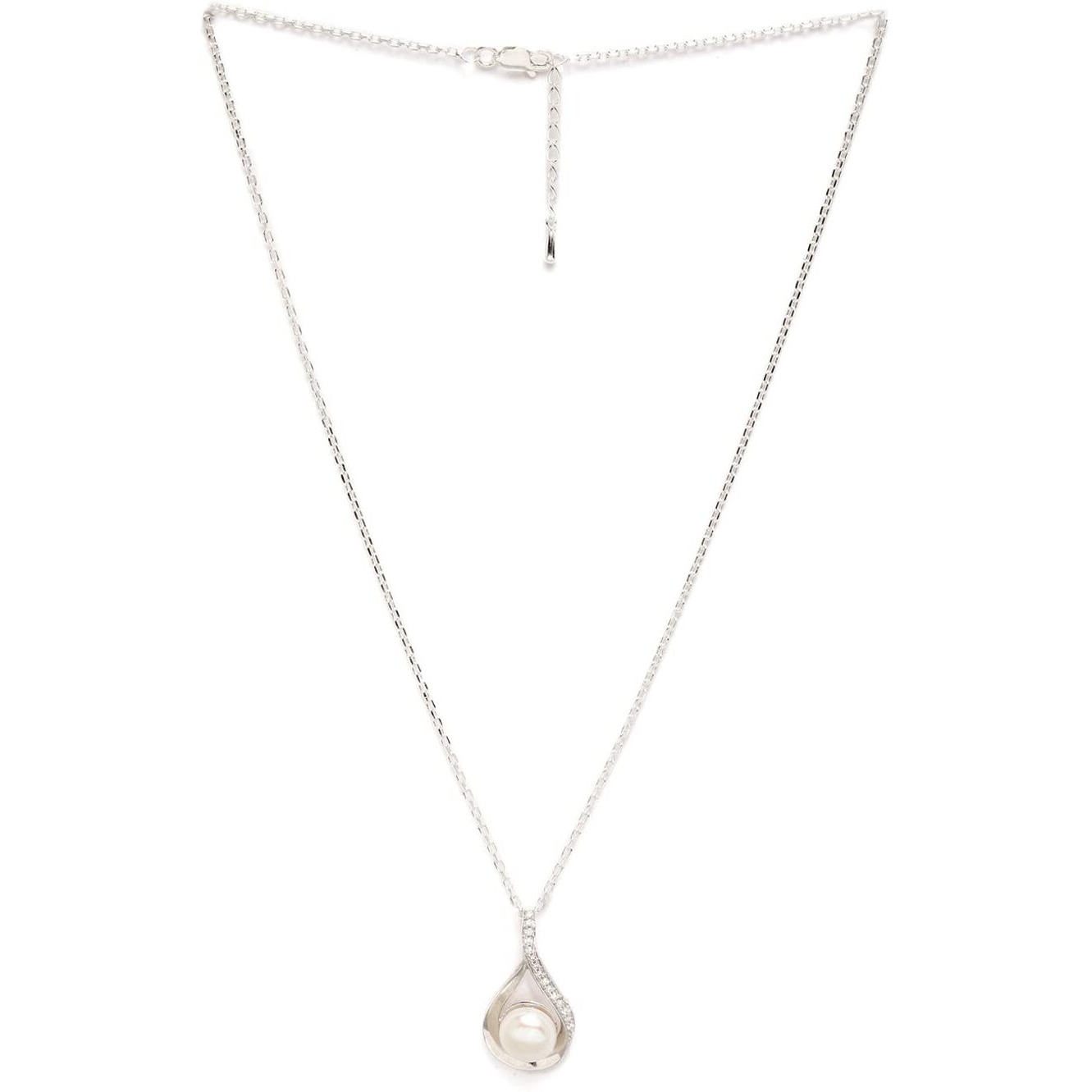 Clara 92.5 Sterling Silver Real Pearl Pendant with Chain | Rakhi Rakshabandhan Gift for Sister Bhabhi |Gift for Women and Girls