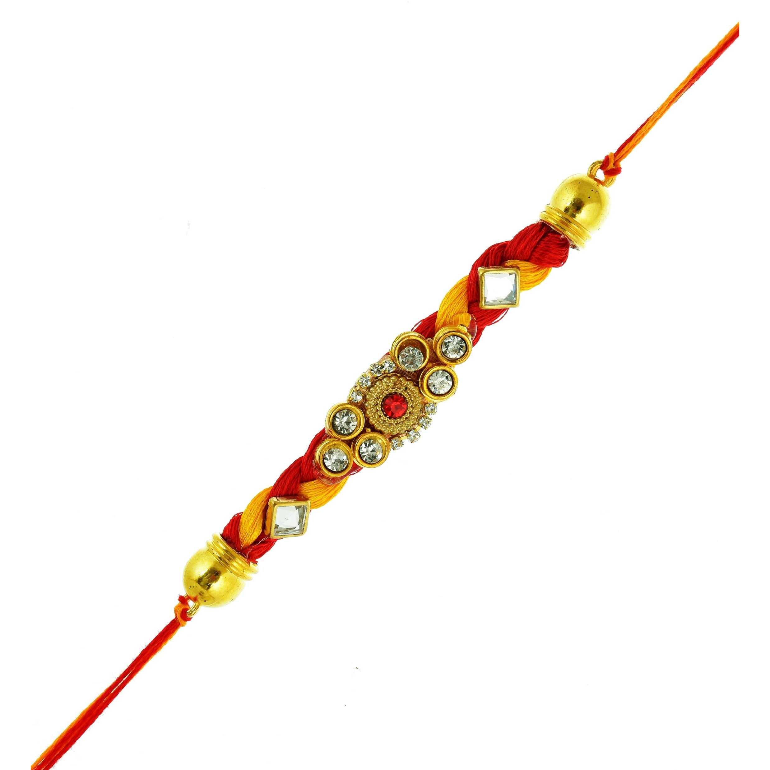 INDI ART RAKHI SET for BHAIYA and BHABHI JI -MOLI KUNDAN RAKHI - DORE SET for RAKHI (SET of 3) - Prime