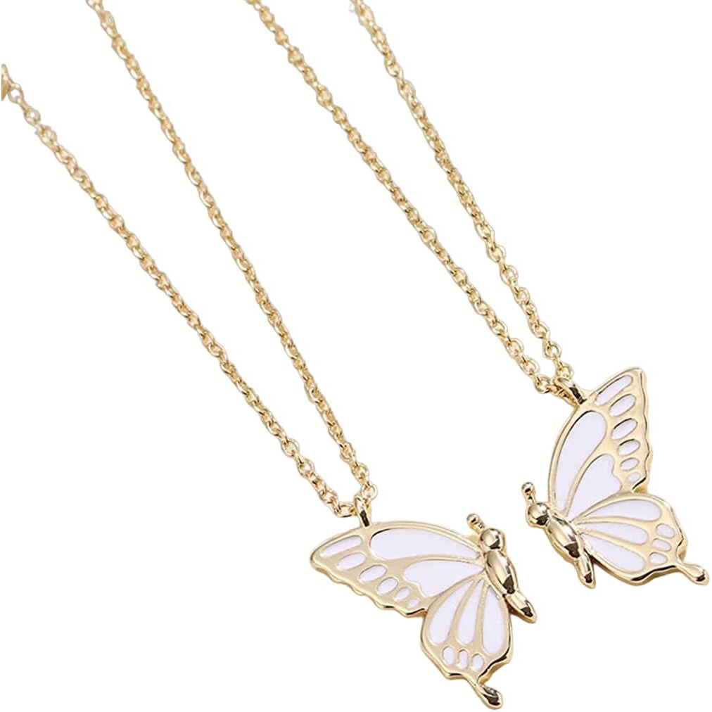 ZIBUYU Necklace for Girls and Women Stylish Cute Butterfly Necklace Alloy BFF Best Friend Friendship Necklace Butterfly Pendant Locket Rakhi Birthday Gift for Women, Girls, Sister (Golden) - 1 Pair