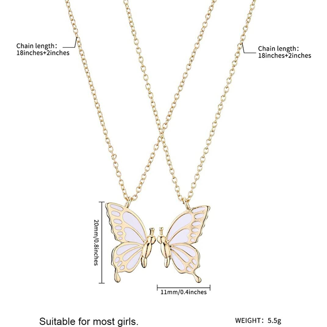 ZIBUYU Necklace for Girls and Women Stylish Cute Butterfly Necklace Alloy BFF Best Friend Friendship Necklace Butterfly Pendant Locket Rakhi Birthday Gift for Women, Girls, Sister (Golden) - 1 Pair