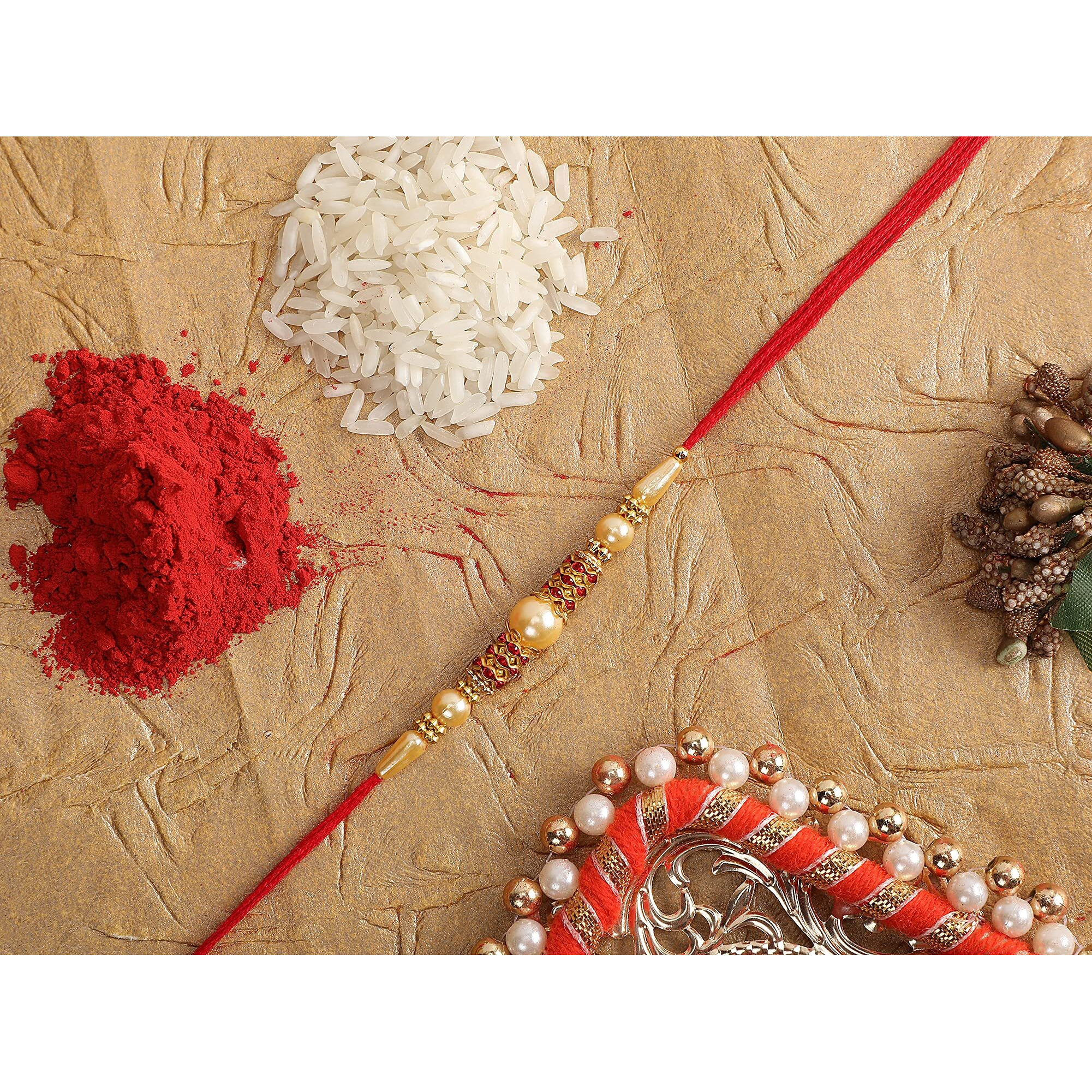 Riddhika Ventures Set of Multi Colour Family Rakhi with Roli Chawal and Greeting Card (J1K1O1)