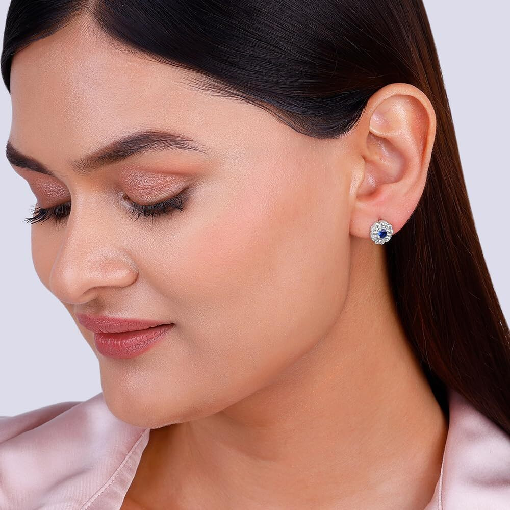 GIVA 925 Silver Royal Blue Bloom Studs | Gifts for Girlfriend, Rakhi Rakshabandhan Gift for Sister Bhabhi, Gifts for Women & Girls |With Certificate of Authenticity and 925 Stamp | 6 Month Warranty*
