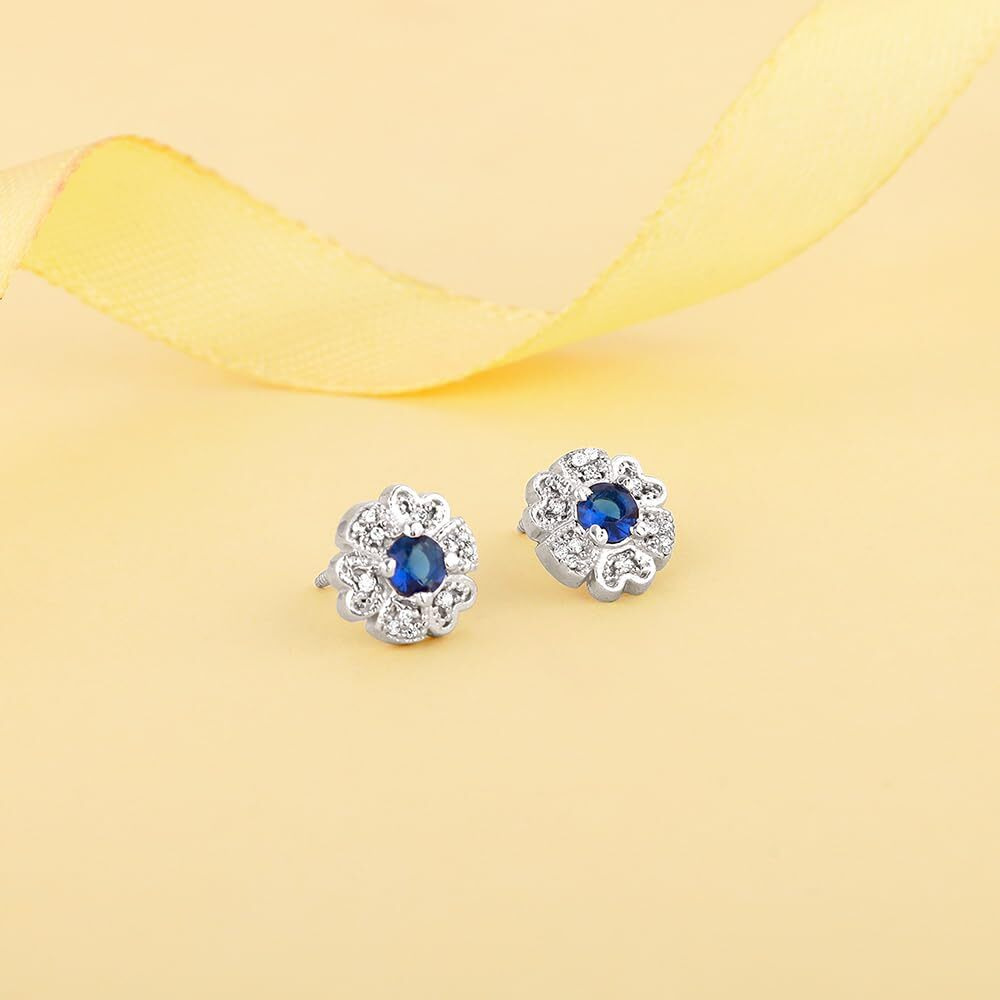 GIVA 925 Silver Royal Blue Bloom Studs | Gifts for Girlfriend, Rakhi Rakshabandhan Gift for Sister Bhabhi, Gifts for Women & Girls |With Certificate of Authenticity and 925 Stamp | 6 Month Warranty*