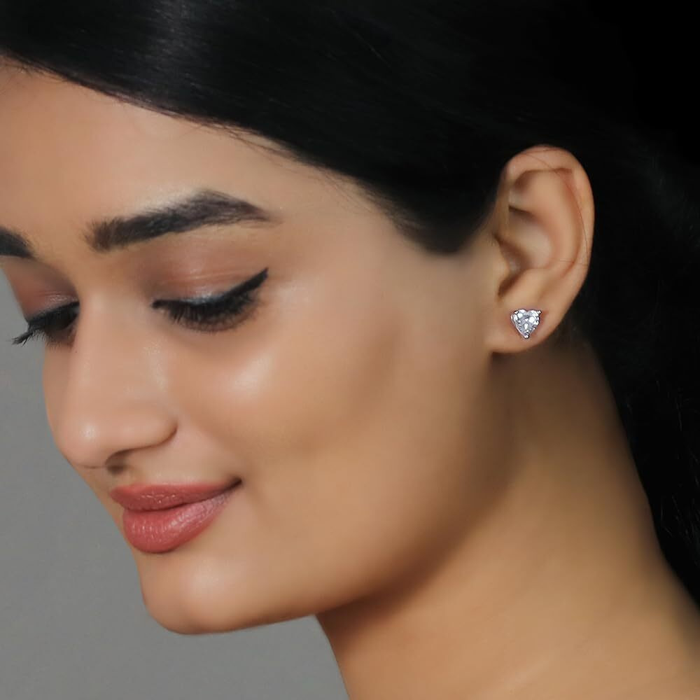 GIVA 925 Silver Classic Silver Zircon Heart Stud Earrings,8Mm|,Rakhi Rakshabandhan Gift For Sister Bhabhi,Gifts For Women & Girls|With Certificate Of Authenticity And 925 Stamp|6 Month Warranty*