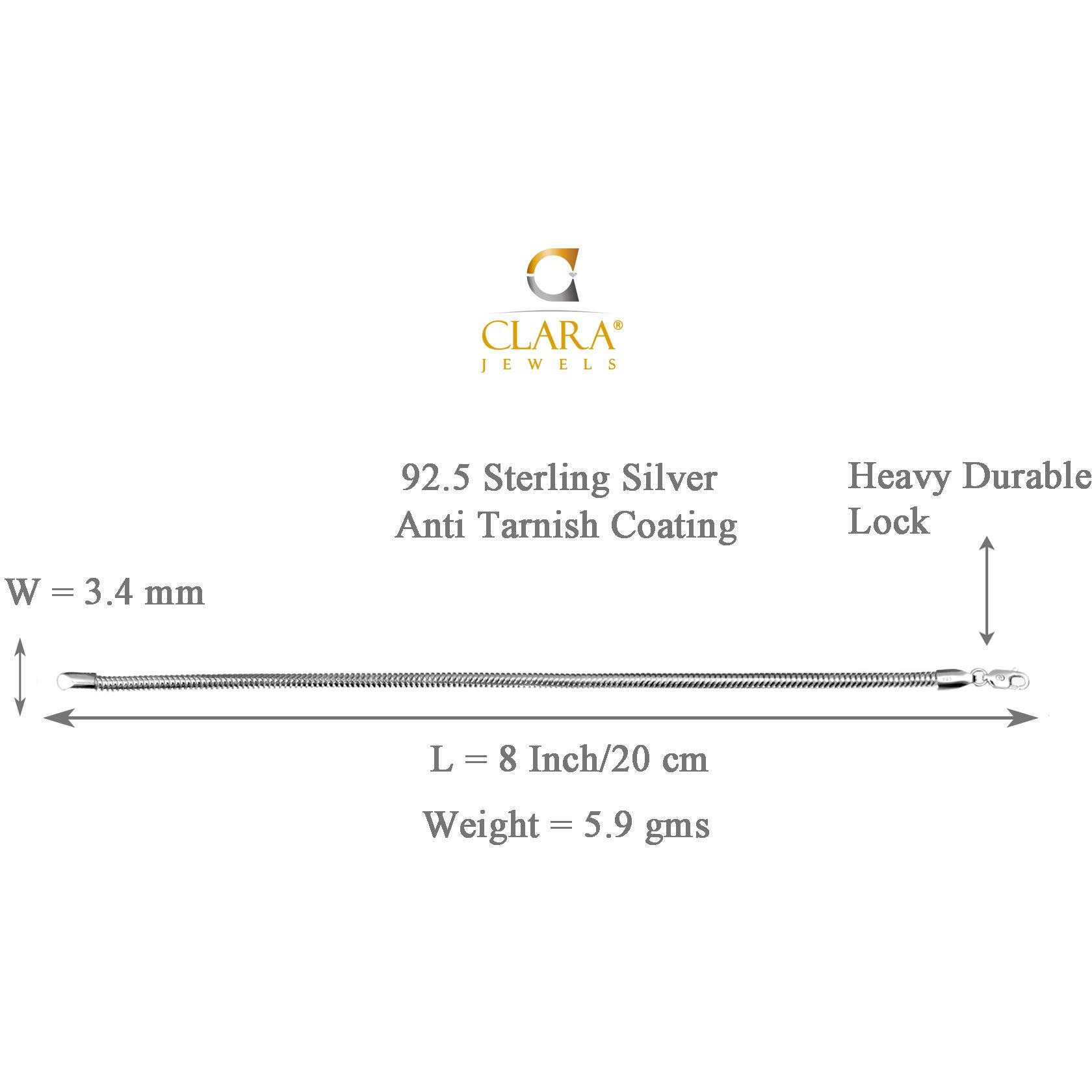 Clara Anti-Tarnish 92.5 Sterling Silver Snake Bracelet 8 inch | Rakhi for Bhai Brother | Gift For Men & Boys