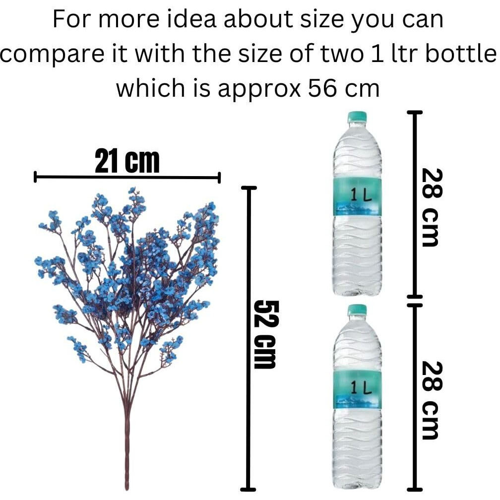 SATYAM KRAFT 5 Pcs Babys Breath Flowers Bunch Artificial Gypsophila Bouquets Gifting,Corner, Living Room, Rakshabandhan, Decoration for Rakhi (Pack of 5, Blue) (without Vase)(fabric)