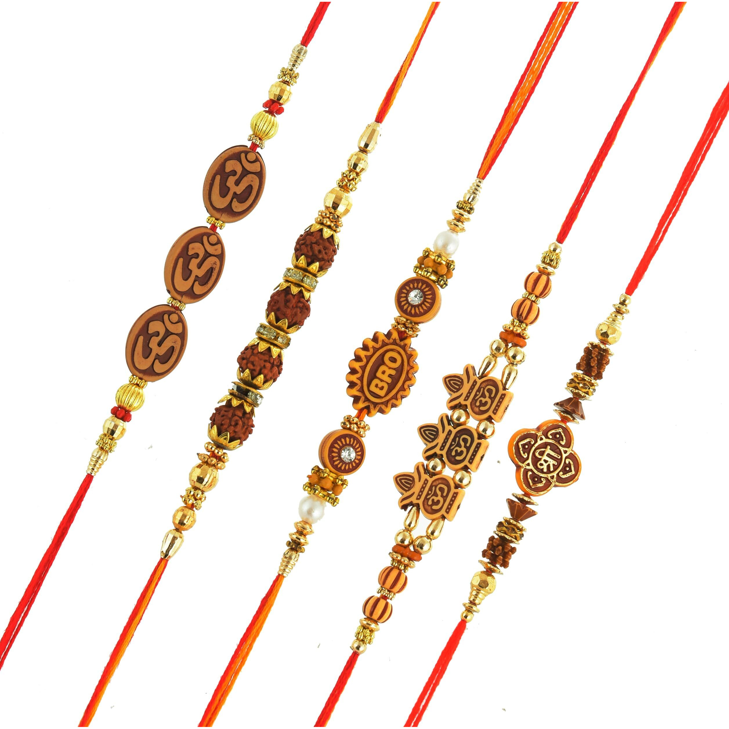 INDI ART RAKHI SET for BHAIYA and BHABHI JI -DORE SET for RAKHI - FAMILY RAKHI SET of 10 (Prime)