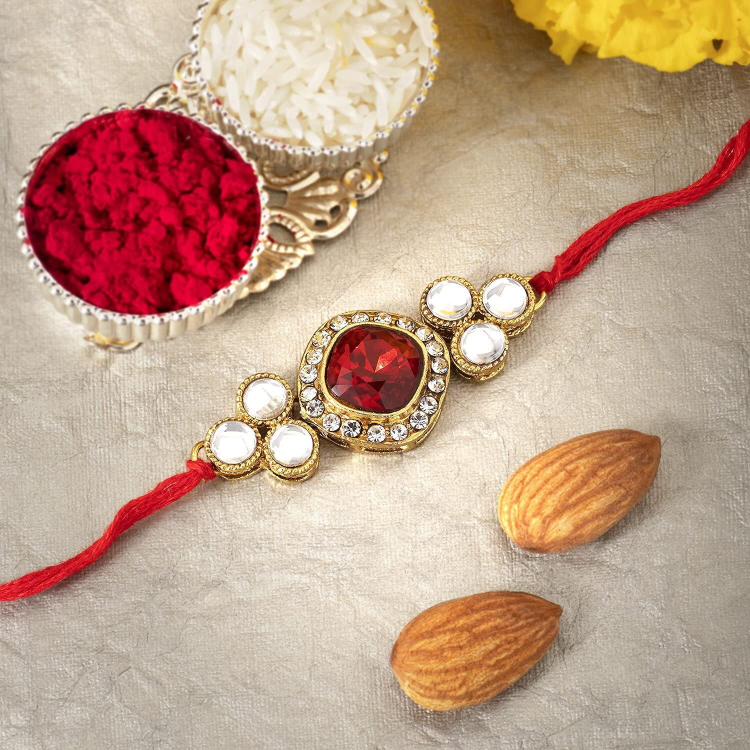Peora Men Thread Rakhi For Brother Beautiful Raksha Bandhan Rakhi With Roli Chawal Greeting Card