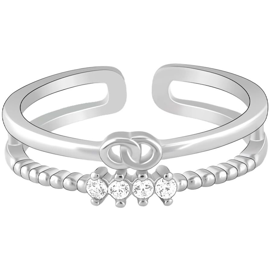 GIVA 925 Silver Interlocked Ring, Adjustable | Rakhi Rakshabandhan Gift for Sister Bhabhi, Gifts for Women & Girls | With Certificate of Authenticity and 925 Stamp | 6 Months Warranty*