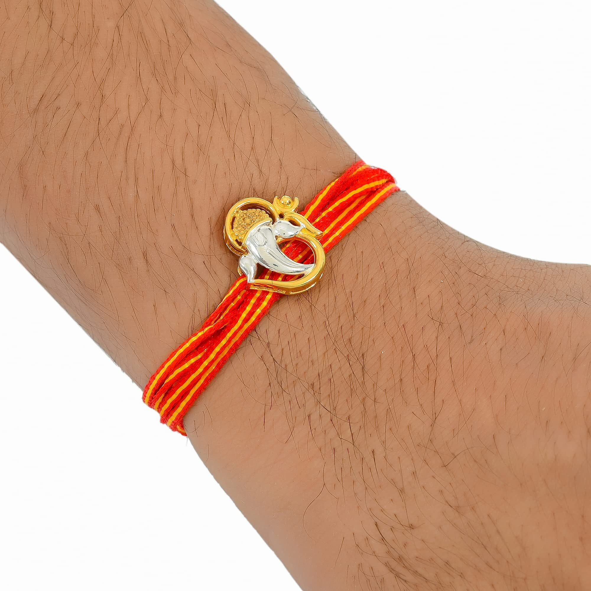 I JUELS  LIVE THE EMOTIONS 925 Sterling Silver Om Ganesh Silver rakhi for brother. 3-In-1 Silver rakhi/bracelet/pendant for Men and women.