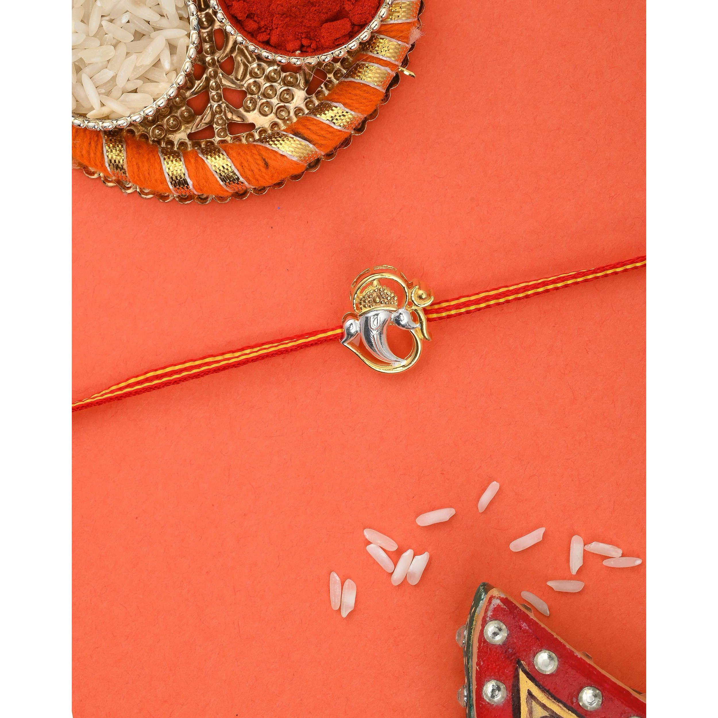 I JUELS  LIVE THE EMOTIONS 925 Sterling Silver Om Ganesh Silver rakhi for brother. 3-In-1 Silver rakhi/bracelet/pendant for Men and women.