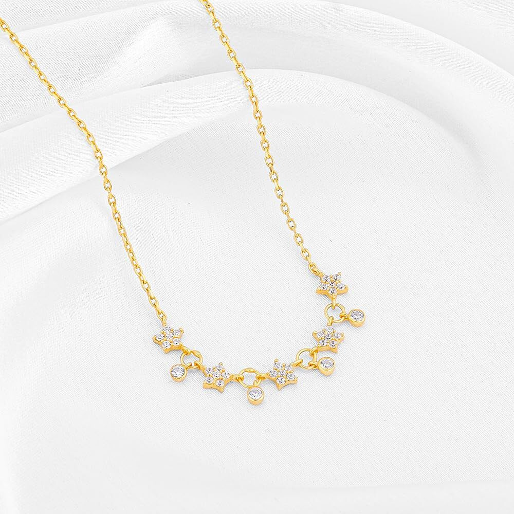GIVA 925 Silver Golden Floral Serenade Necklace| Rakhi Rakshabandhan Gift for Sister Bhabhi, Gifts for Women & Girls With Certificate of Authenticity and 925 Stamp | 6 Months Warranty*