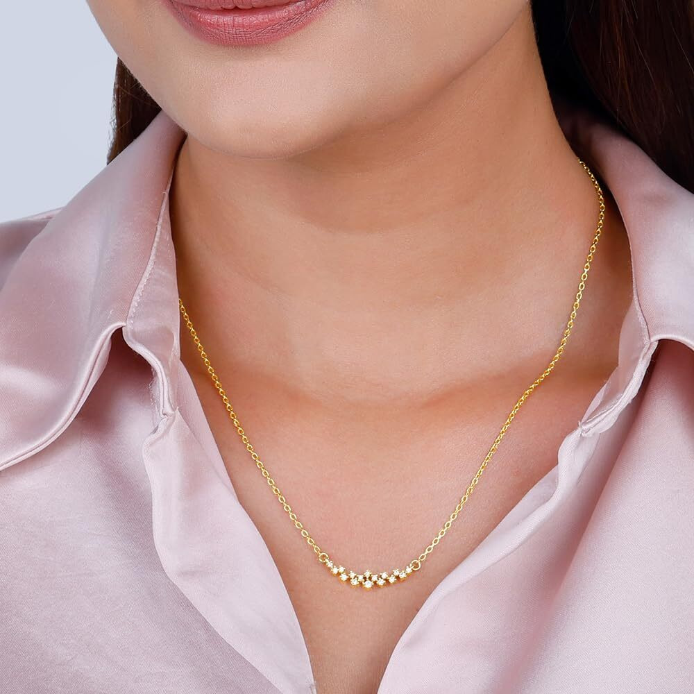 GIVA 925 Silver Stay Golden Necklace| Rakhi Rakshabandhan Gift for Sister Bhabhi, Gifts for Women & Girls With Certificate of Authenticity and 925 Stamp | 6 Months Warranty*