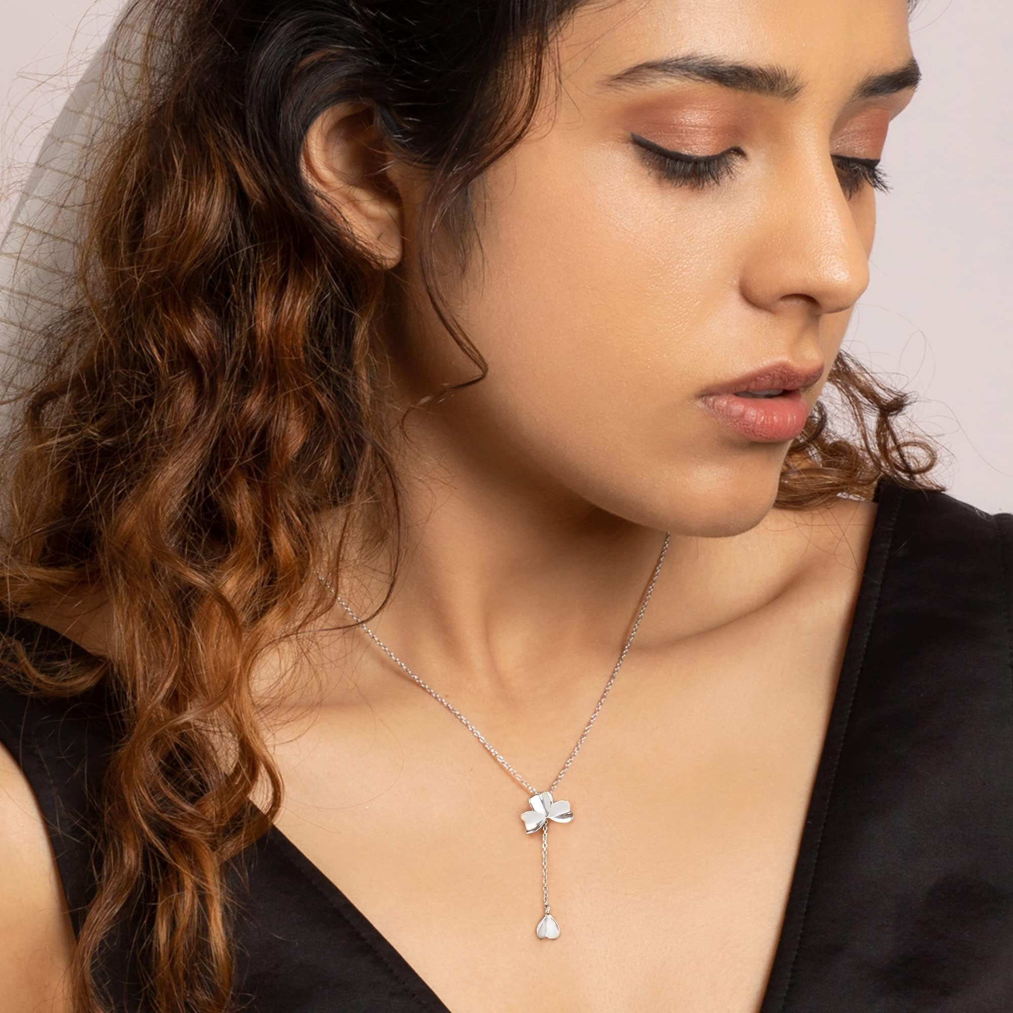 GIVA 925 Silver Falling Petal Y-Drop Necklace|Rakhi Rakshabandhan Gift For Sister Bhabhi,Gifts For Women&Girls,Pendant To Women&Girls|With Certificate Of Authenticity And 925 Stamp|6 Month Warranty*