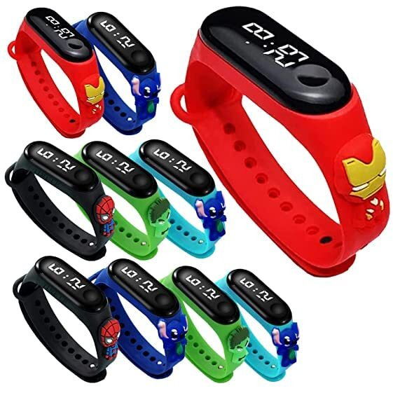 ZOVUTA Digital Dial Waterproof Stylish and Fashionable Wearable Smart Wrist Watch/LED Band for Kids/Rakhi/ 3D Cartoon Character Super Hero for Boys & Girls Watch Combo-10 pc Random Character