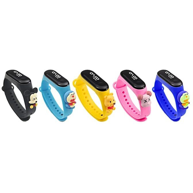 ZOVUTA Digital Dial Waterproof Stylish and Fashionable Wearable Smart Wrist Watch/LED Band for Kids/Rakhi/ 3D Cartoon Character Super Hero for Boys & Girls Watch Combo-5 pc Random Character