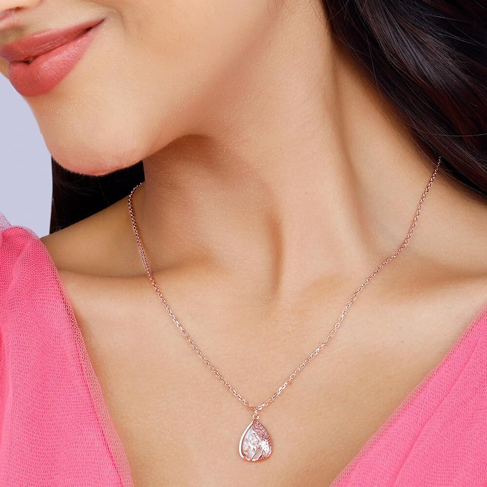 GIVA 925 Silver Rose Gold Divine Bloom Pendant With Link Chain|Rakhi Rakshabandhan Gift For Sister Bhabhi,Gifts For Women & Girls|With Certificate Of Authenticity And 925 Stamp|6 Months Warranty*