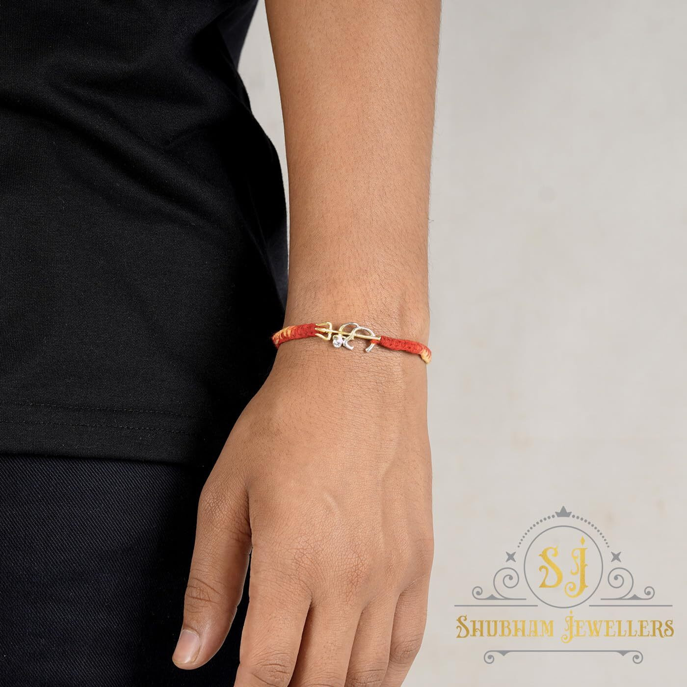 SJ SHUBHAM JEWELLERS 925 Sterling Silver Rakhi for brother God Rakhi Bracelet Raksha Bandhan Pure Cotton For Men, Rakhi With Roli Chawal