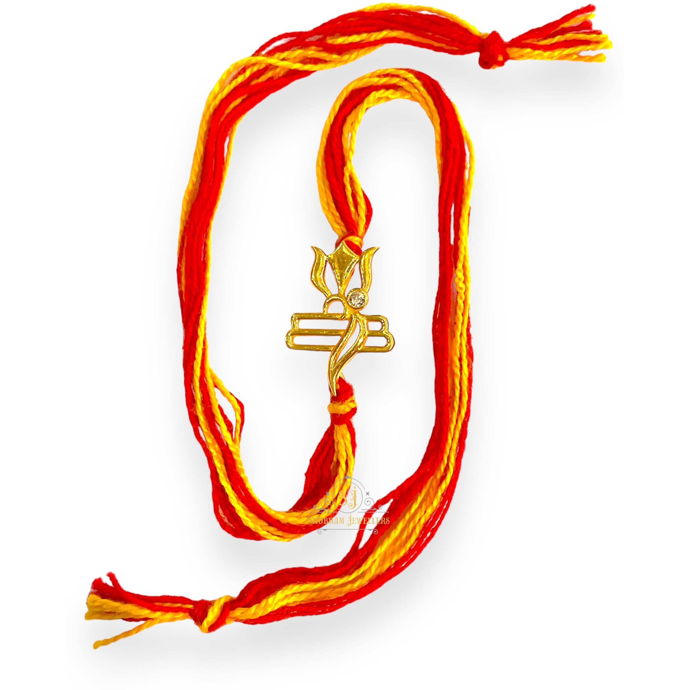 SJ SHUBHAM JEWELLERS 925 Sterling Silver Rakhi for brother God Rakhi Bracelet Raksha Bandhan Pure Cotton For Men, Boys, Kids Rakhi With Roli Chawal (Shiva Golden)