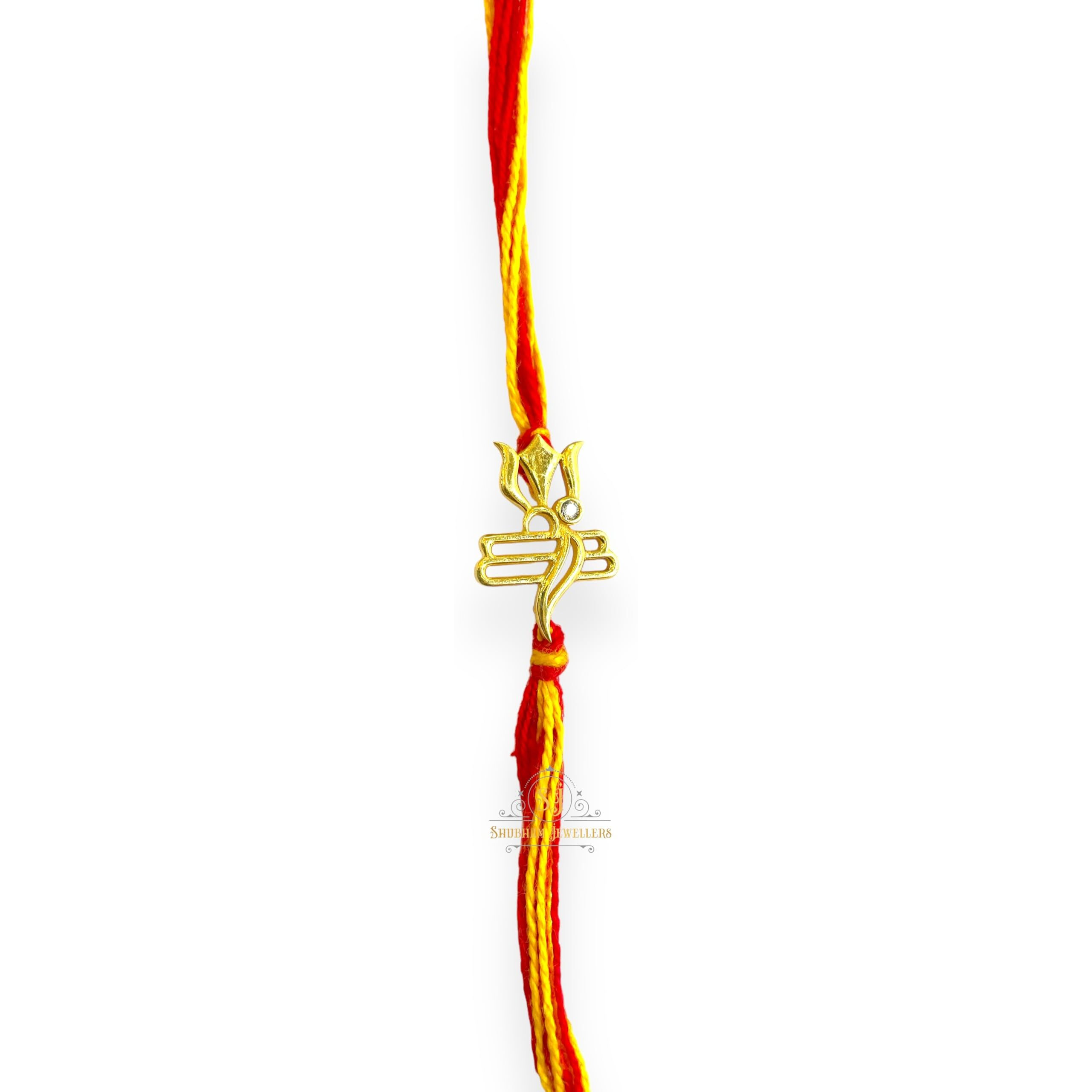 SJ SHUBHAM JEWELLERS 925 Sterling Silver Rakhi for brother God Rakhi Bracelet Raksha Bandhan Pure Cotton For Men, Boys, Kids Rakhi With Roli Chawal (Shiva Golden)