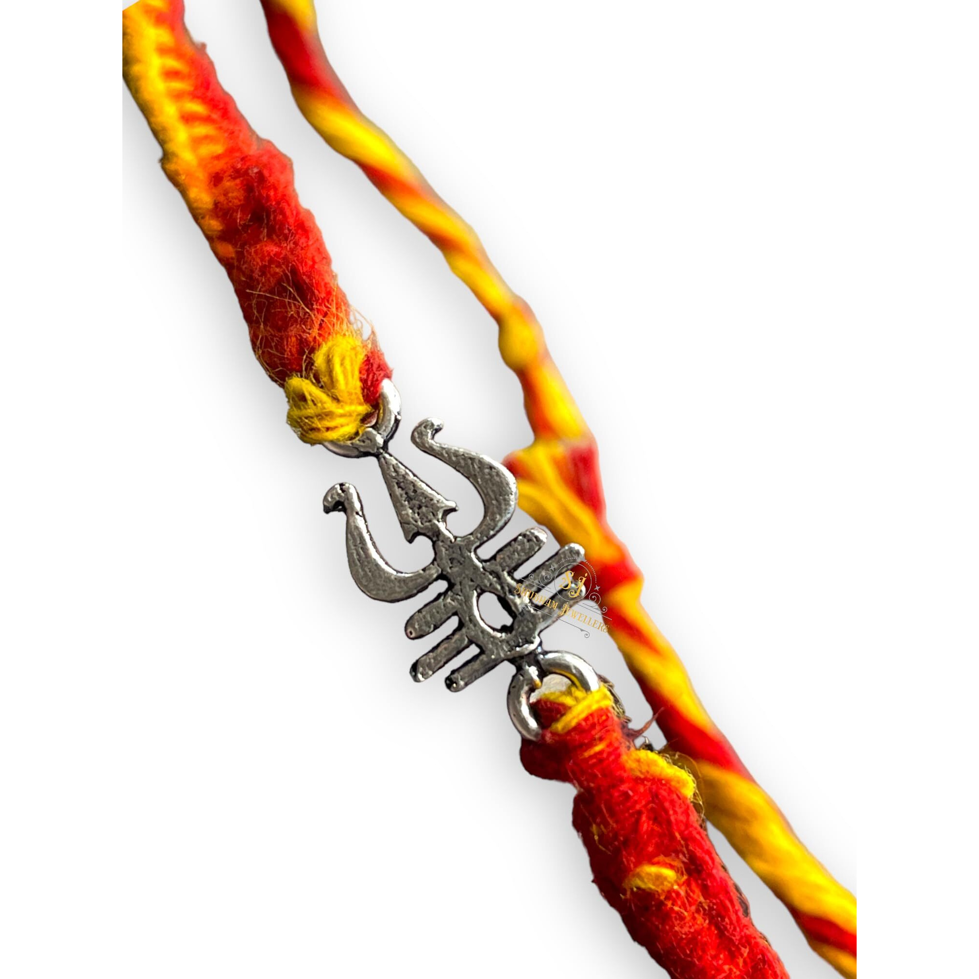 SJ SHUBHAM JEWELLERS 925 Sterling Silver Rakhi for brother Shiva Tilak Bracelet Raksha Bandhan Pure Cotton For Men, Boys, Kids Rakhi With Roli Chawal