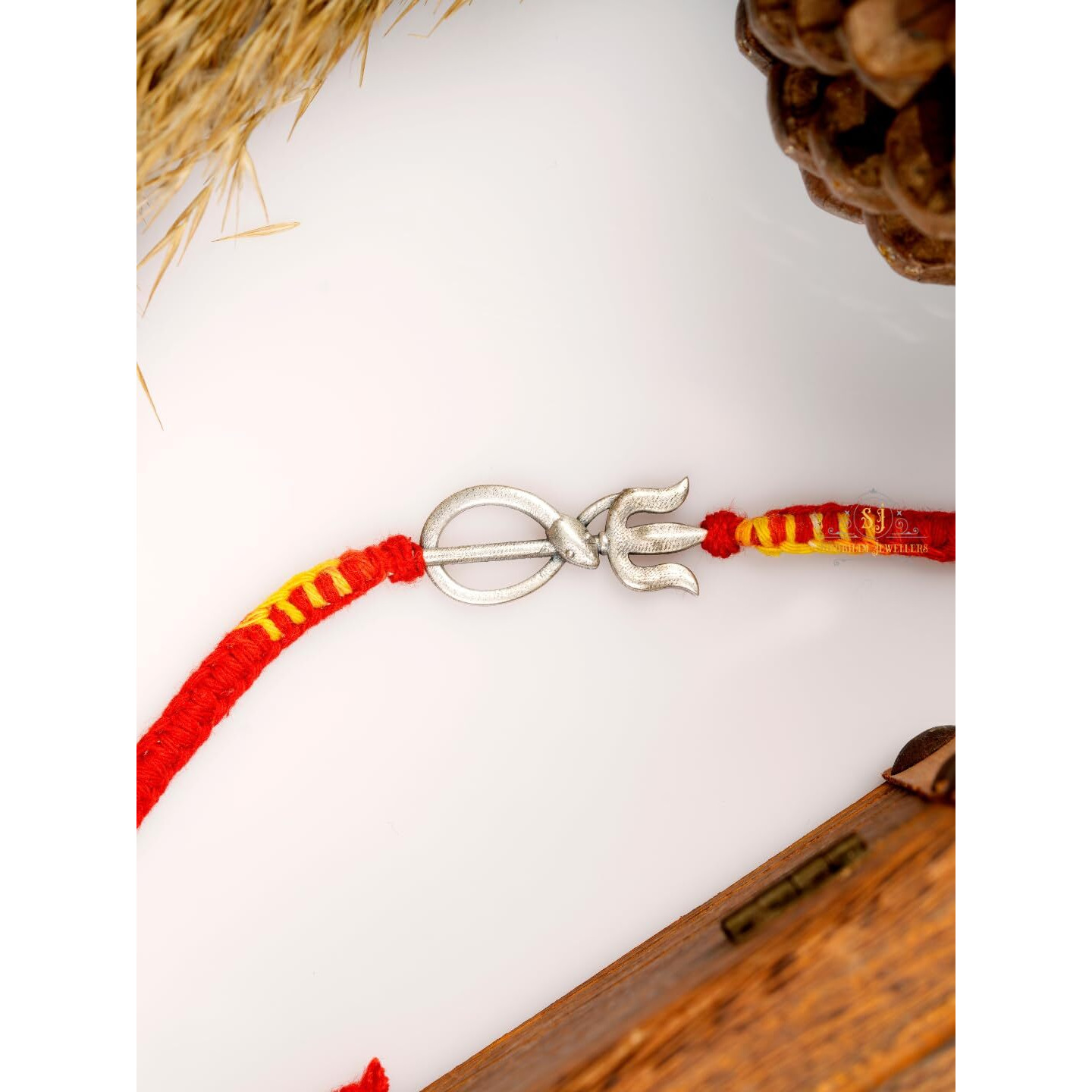 SJ SHUBHAM JEWELLERS Pure 925 Sterling Silver Rakhi for brother Charm Bracelet Raksha Bandhan With Pure Cotton Thread For Men, Boys, Rakhis Trslsnkc